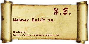 Wehner Balázs névjegykártya