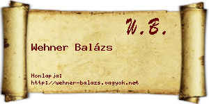 Wehner Balázs névjegykártya